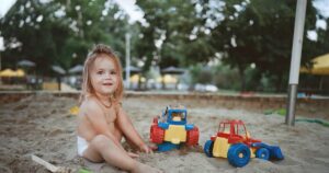 happy little girl enjoying