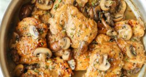 skillet mushroom chicken thighsimg 0566