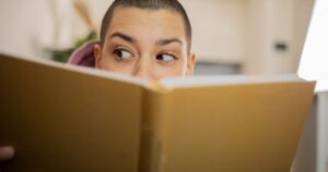 woman reading a book